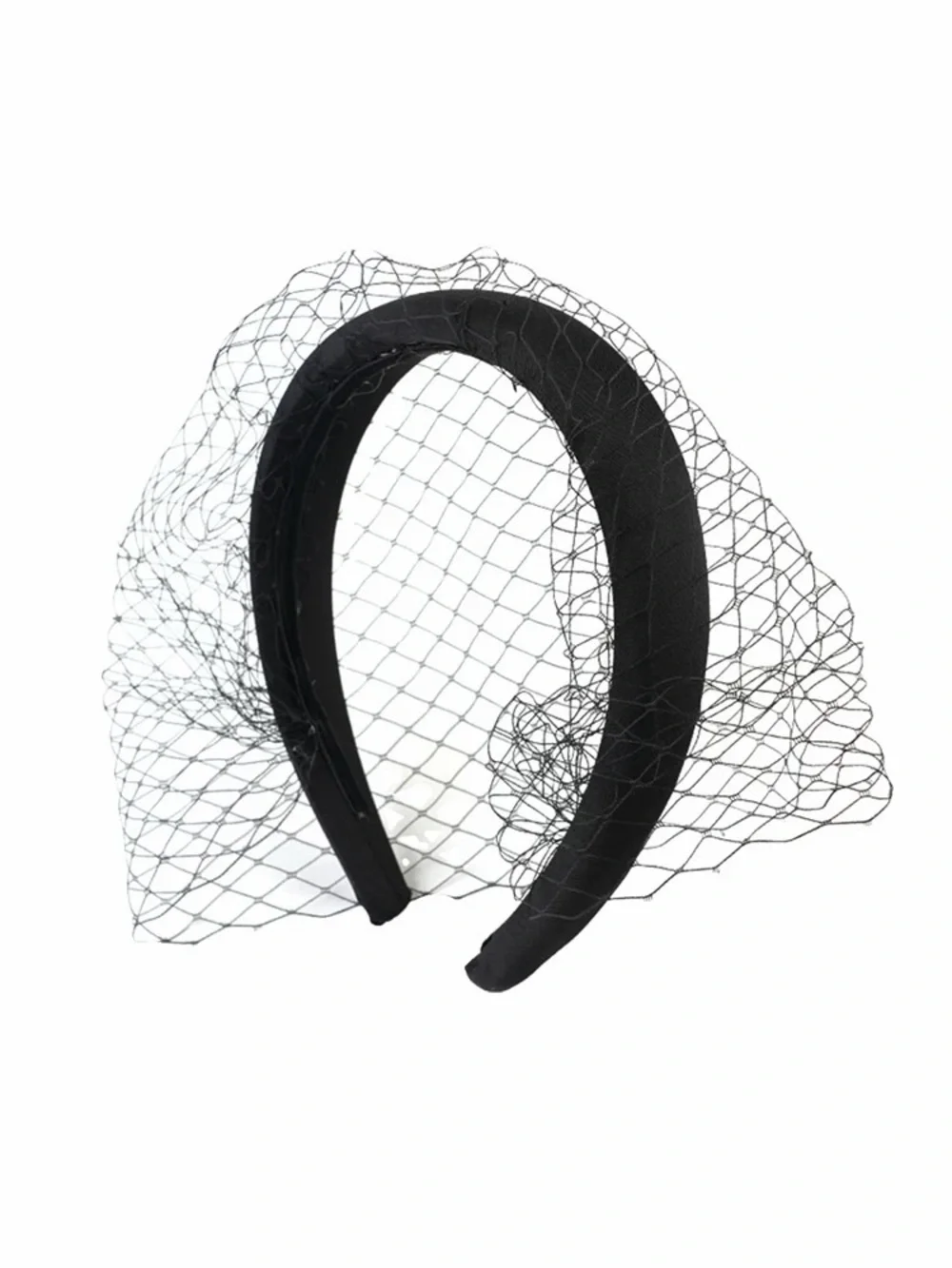 Black Veiled Padded Headband